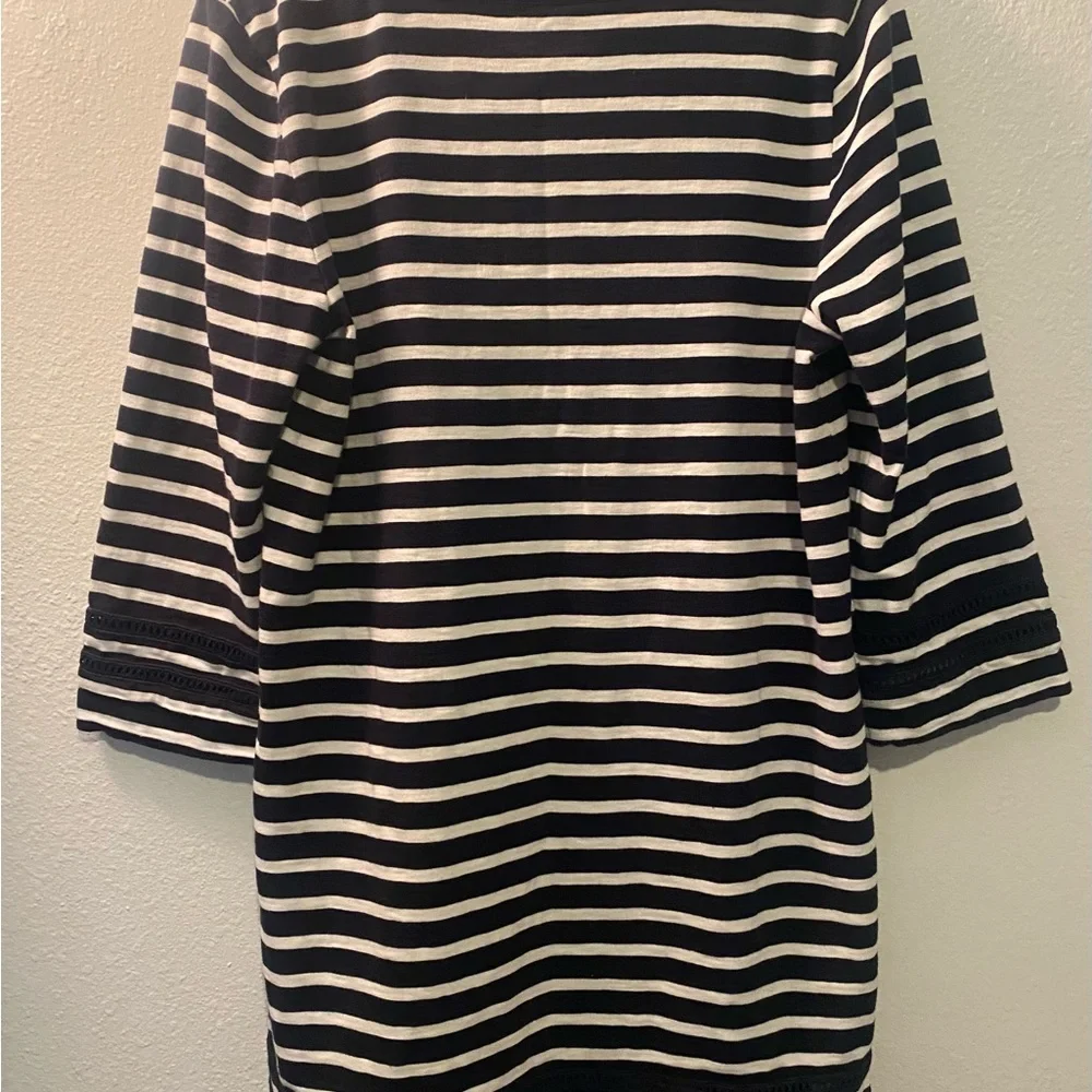 J. Crew Women Nautical Navy Blue White Striped Dress‎ Size Large